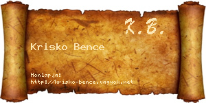 Krisko Bence névjegykártya